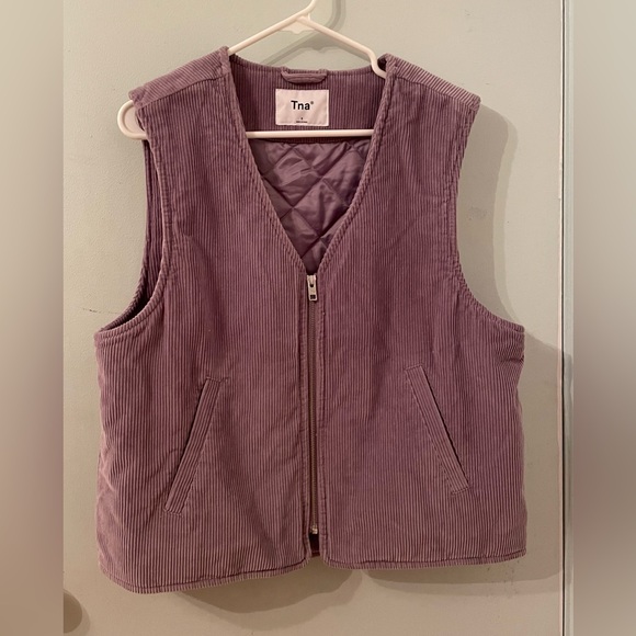 TNA carlaw corduroy purple vest size small oversized - Picture 2 of 11